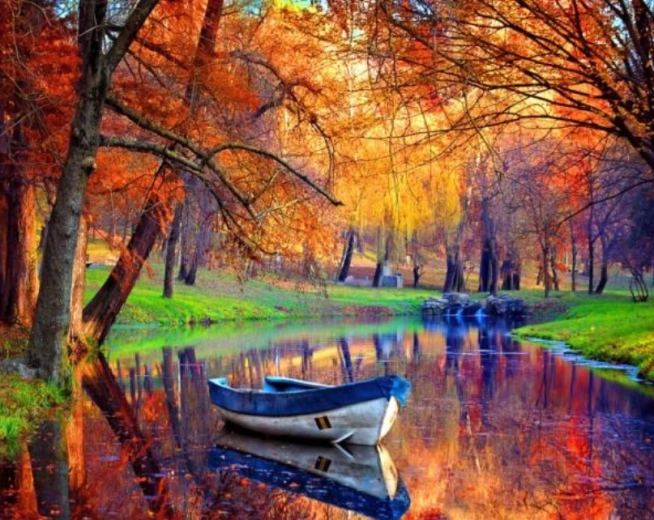 Diamantové malování Opuštěná loďka 30 × 40 cm