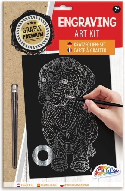 Stříbrný škrabací obrázek pes GRAFIX