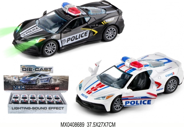 Kovové policejní autíčko 1:32 se světly a zpětným natažením