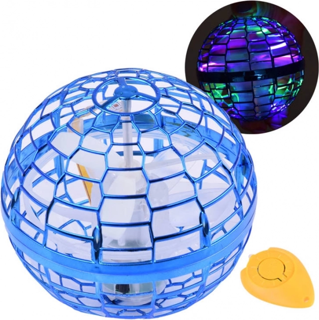 Létající UFO koule s LED a ovládáním rukou – Modrá