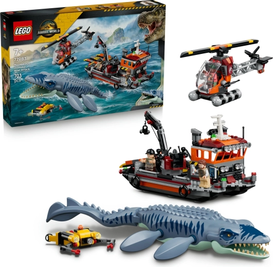 LEGO Jurassic World útok mosasaura na loď