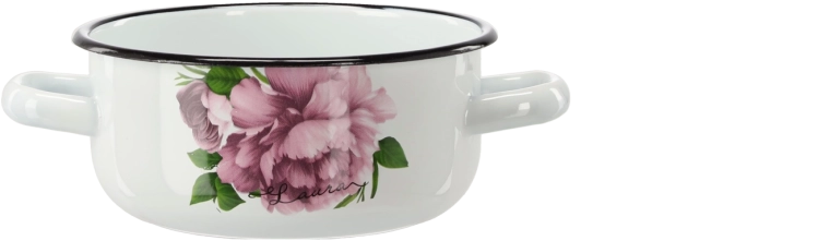 Smaltovaný hrnec 1,5 l s uchy Laura pivoňka, 16 cm