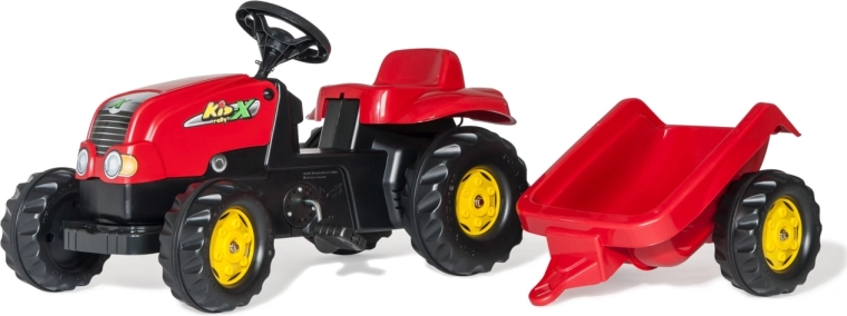 Rolly Toys šlapací traktor Rolly Kid-X s přívěsem červený