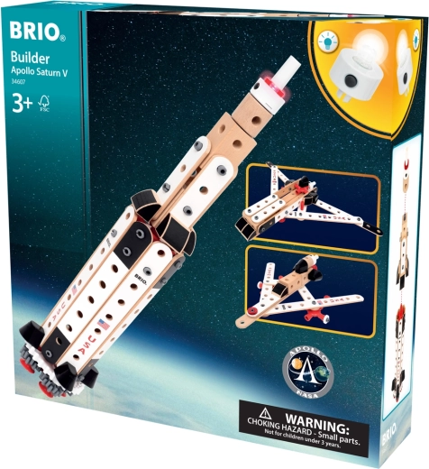 Stavebnice BRIO Builder NASA Apollo Saturn V – raketa a kreativní set