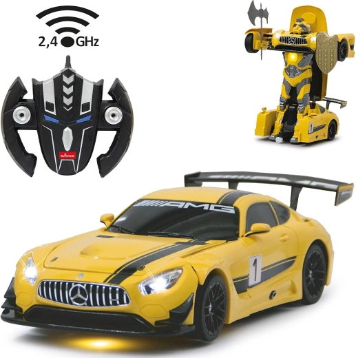 Jamara Mercedes-Benz AMG GT3 transformovací RC auto/robot 1:14 žluté 2,4 GHz