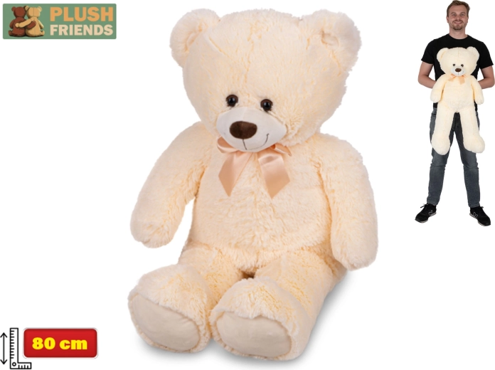 Plyšový medvěd 80 cm béžový s mašlí