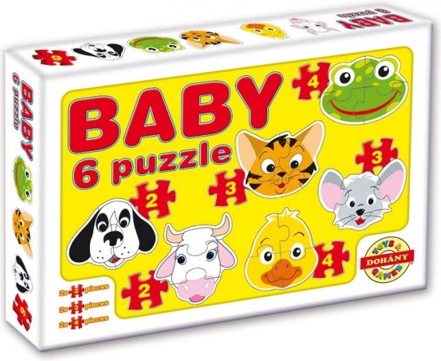 Dohány dětské puzzle Zvířecí hlavičky safari 6v1