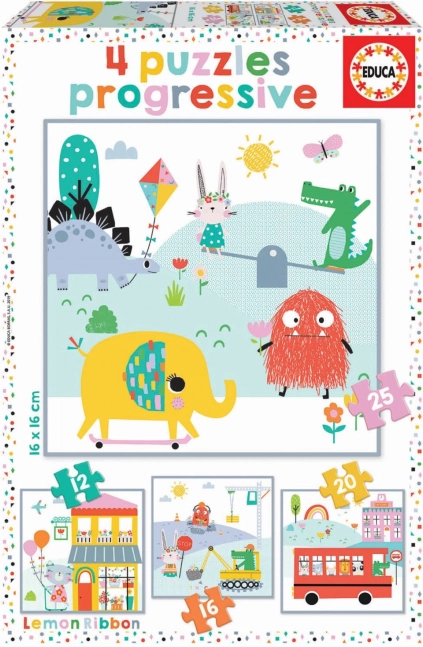 Dětské puzzle EDUCA Lemon Ribbon 4v1 (12–25 dílků)