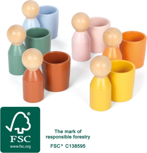 Montessori třídicí kalíšky s dřevěnými figurkami small foot