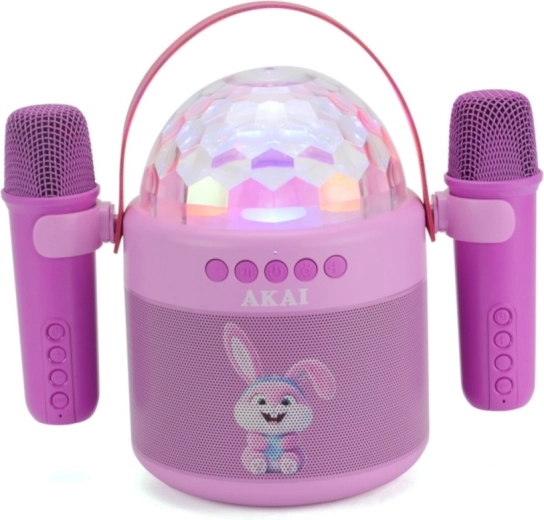 AKAI JoyBox Kids dětský karaoke set s reproduktorem, 2 bezdrátovými mikrofony a RGB LED