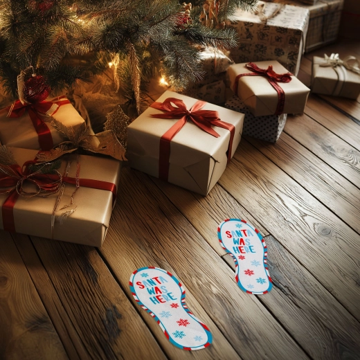Vánoční samolepka stopy „Santa was here“ 25 × 10 cm – 2 kusy