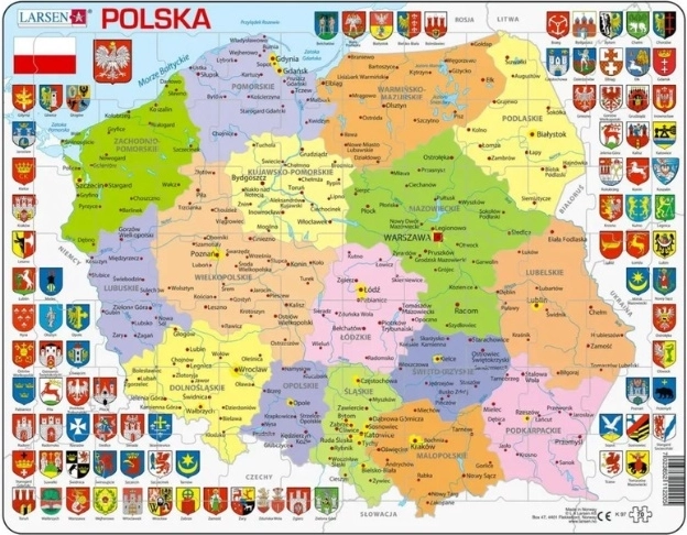 Larsen politická mapa Polska – deskové edukativní puzzle
