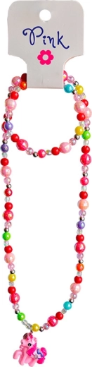 Náhrdelník s přívěskem růžový poník