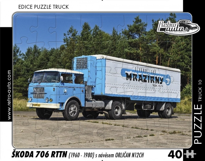 Puzzle Retro auta Truck Škoda 706 RTTN s návěsem Orličan N12CH 40 dílků