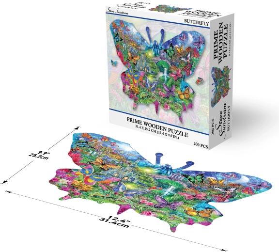 Dřevěné puzzle motýl 200 dílků Prime 3D