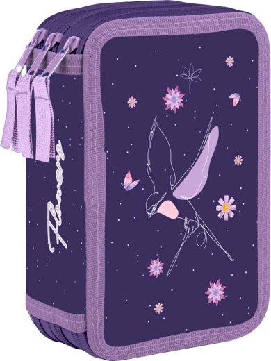 Třípatrový školní penál Flowers – prázdný