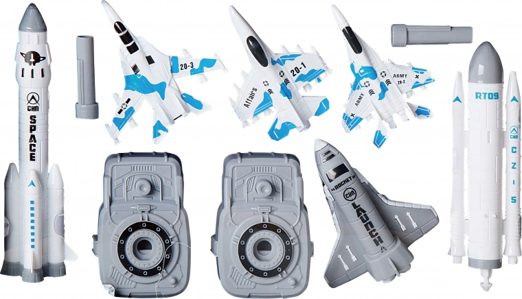 Raketa s odpalovací plošinou a příslušenstvím