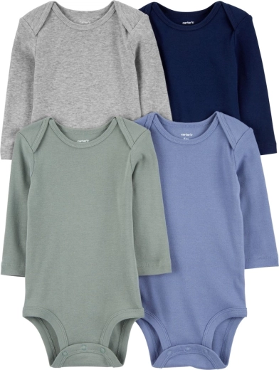 Carter’s sada body s dlouhým rukávem pro chlapečky, modrá/zelená/šedá, 4 ks, vel. 56