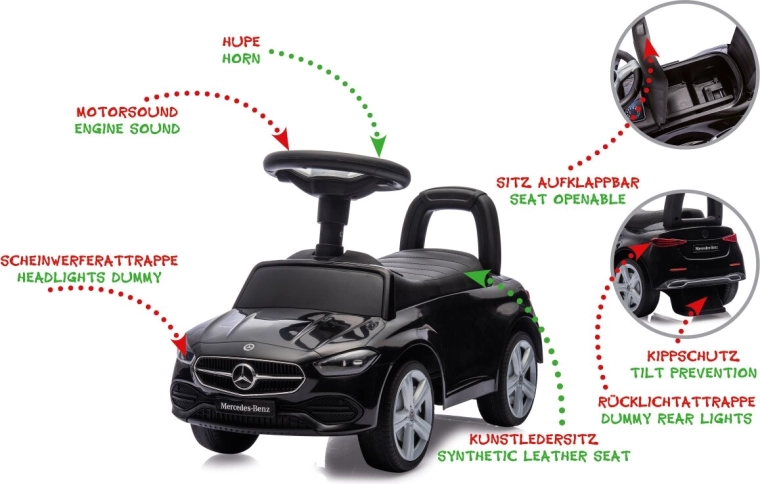 Dětské odrážedlo Mercedes-Benz C-Class 2v1 černé