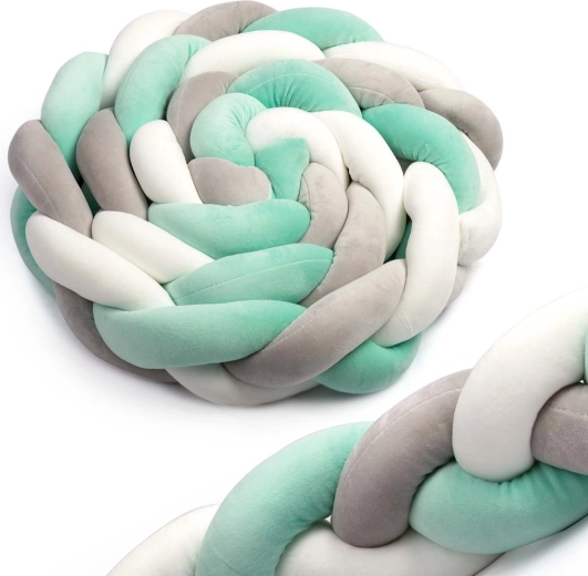 Pletený mantinel do postýlky Ricokids 2 m – mátově šedý