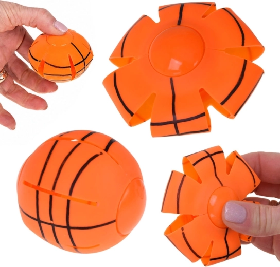 Létající disk míček „zmáčkni a hoď“ – elastická hračka do ruky 7 cm