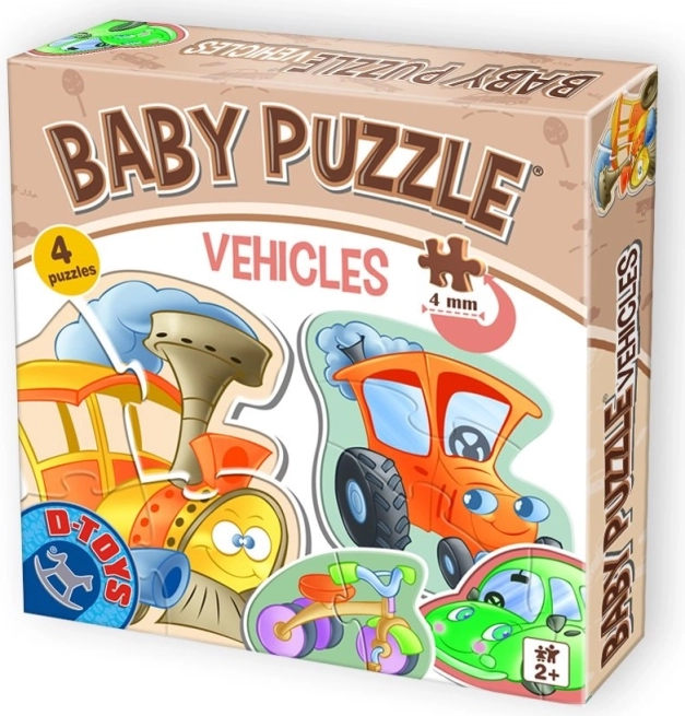 Baby puzzle dopravní prostředky 4v1 (2–4 dílky) od D-Toys
