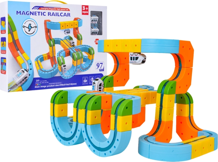Barevná magnetická autodráha 97 dílů