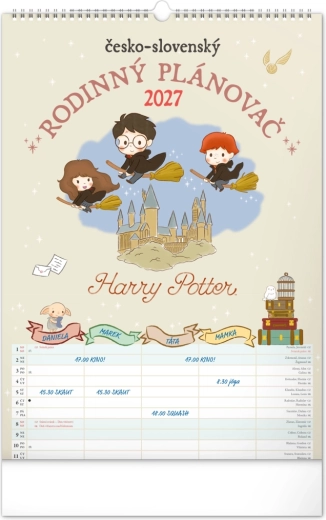 Notique nástěnný rodinný plánovací kalendář Harry Potter xl 2027 (33 × 46 cm)