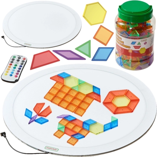 MASTERKIDZ kruhový LED světelný panel s barevnou mozaikou Montessori 140 ks