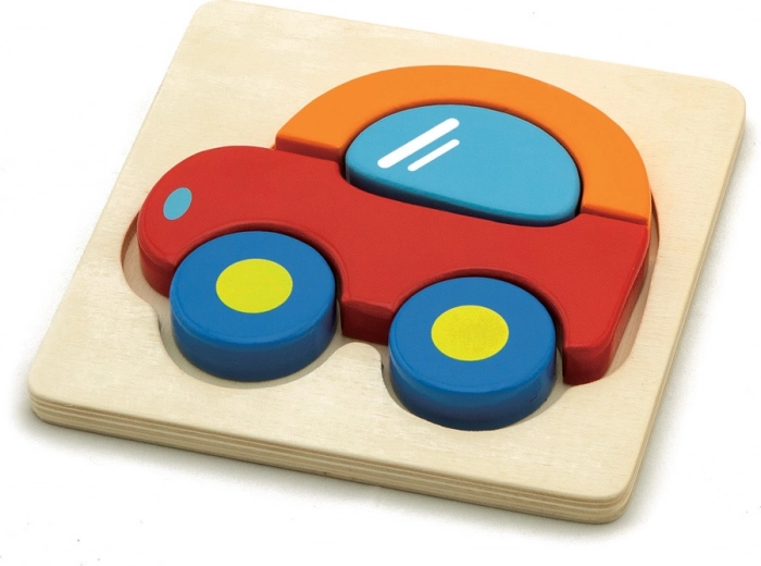 Dřevěné puzzle autíčko 5 dílků BABU