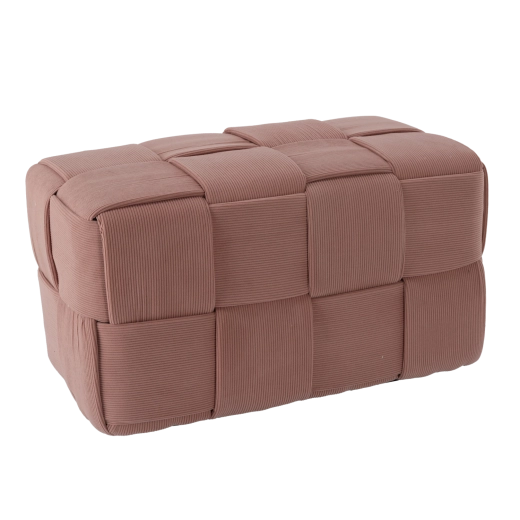 Růžová pletená obdélníková pufa 72 × 38 × 38 cm