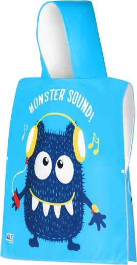 Dětské pončo z mikrovlákna s kapucí NILS aqua Monster Sound