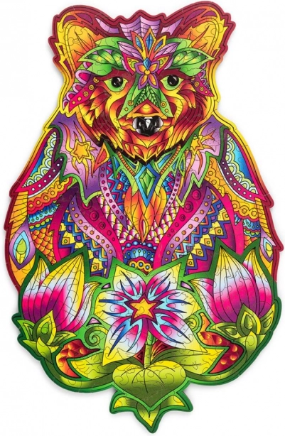 Dřevěné barevné puzzle – medvěd