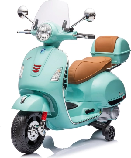 Elektrická dětská motorka ve stylu Vespa GTS – mint zelená