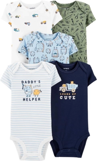 Carter’s kojenecká body s krátkým rukávem pro chlapce, mix, 5 ks, velikost 46