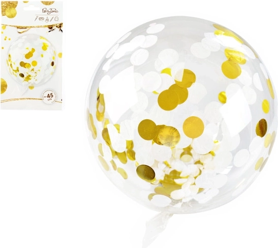 Celebrate! transparentní balónek s konfetami zlatý