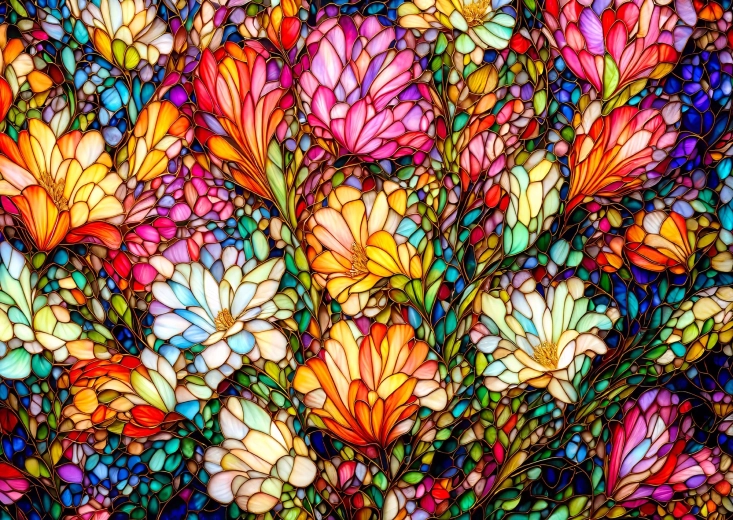 Enjoy puzzle abstraktní vitrážová květinová zahrada 1000 dílků