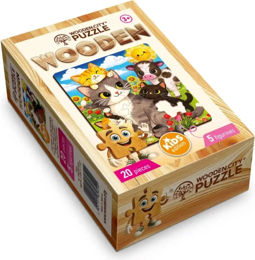 WOODEN CITY dřevěné puzzle kočičí louka 20 dílků