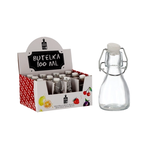 Skleněná láhev 100 ml s HDPE uzávěrem, balení 12 ks