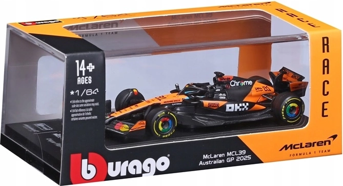 BBU sběratelský model formule McLaren MCL39 1:64 s jezdcem Oscar Piastri