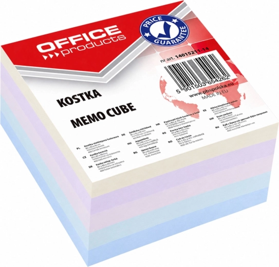Kostka papírová lepená Office Products 85 × 85 × 40 mm, mix barev - 1 kus