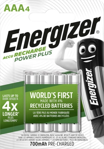 Energizer Power Plus AAA nabíjecí baterie 700 mAh, 4 ks