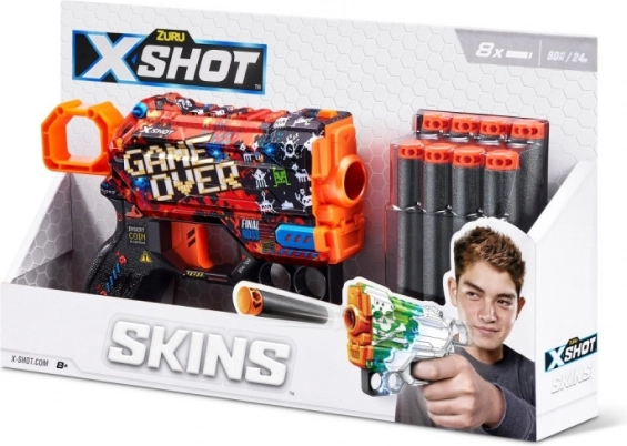 X-Shot Skins Menace – pistol na pěnové šipky, vzor B (8 šipek)