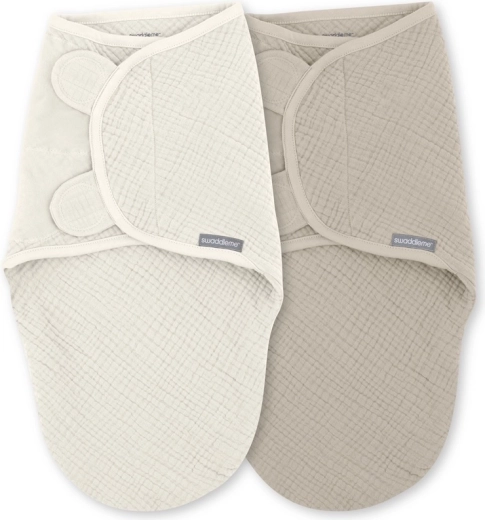 Mušelínové zavinovačky SwaddleMe™ Ulitka 1 TOG pro miminka 0–3 měsíce, Cream/Cashew, 2 ks