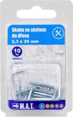 Skoba se závitem do dřeva 25 × 2,3 mm, zinkovaná (10 ks)