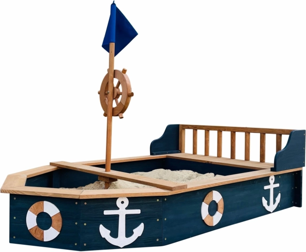 dřevěná pirátská pískoviště axi doris s úložným prostorem a plachtou 153 cm