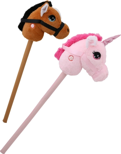 Plyšový hobby horse kůň nebo jednorožec se zvuky na baterie - 1 kus