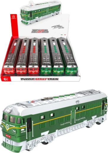 Spray train dětský vláček s realistickou párou, světlem, zvukem a otevíracími dveřmi 28 cm