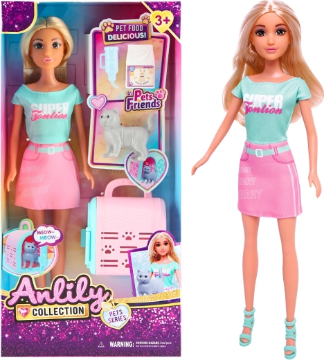 Panenka s přepravním boxem a kočkou