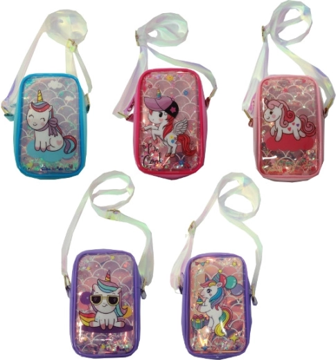 Dětská crossbody kabelka s jednorožcem a vířícími ozdobami